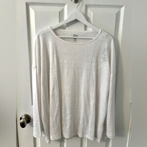 J. Crew Women’s White Linen Top, Long Sleeve, Size Large